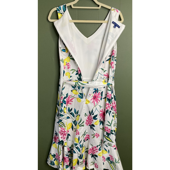 Talbots Dress Womens Size 10 Lively Lemon Floral Fit & Flare Party Guest Midi - Picture 5 of 12